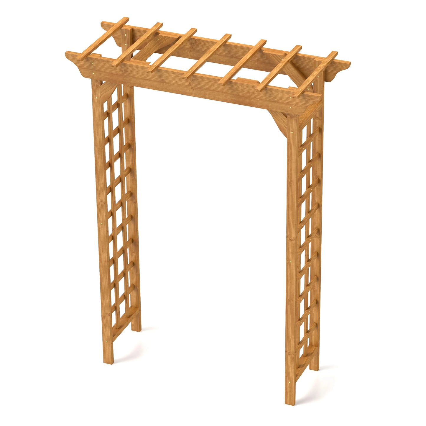 CAMSCH 85'' Premium Outdoor Wooden Arbor Arch with Trellis, Straight top, Pergola Arch for Climbing Plants, Wood Garden Yard Lattice, Wedding Arch for Ceremony, 63''(L) x 26''(W) x 85''(H)