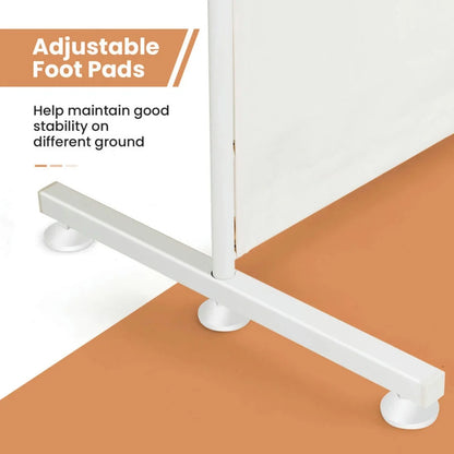 Spaco 6-Panel Room Divider Folding Privacy Screen, Privacy Screen with 7 Large Adjustable Foot Pads and 2 Support Tubes, Room Divider for Indoor as Home, White