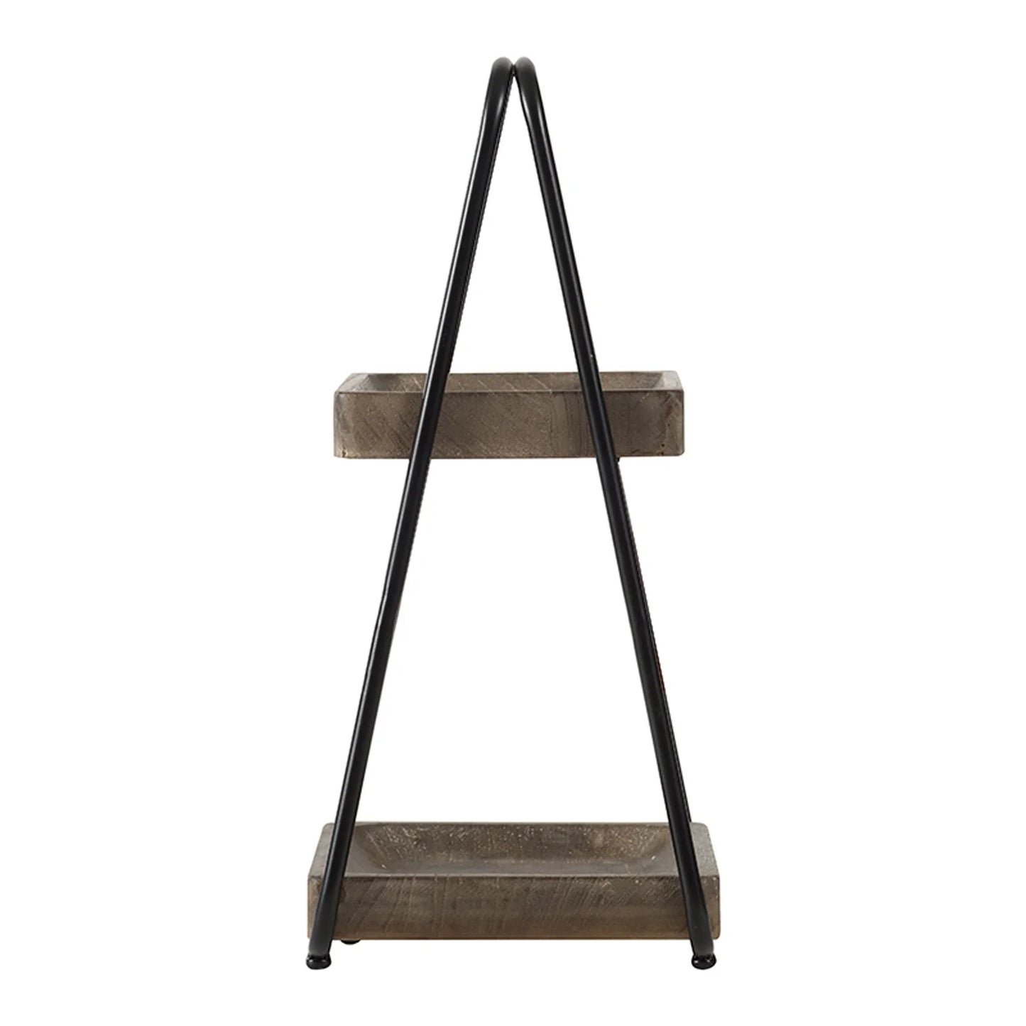 A& B Home 2 Tier Wood Decorative Tray with Metal Frame - Natural, Black Finish
