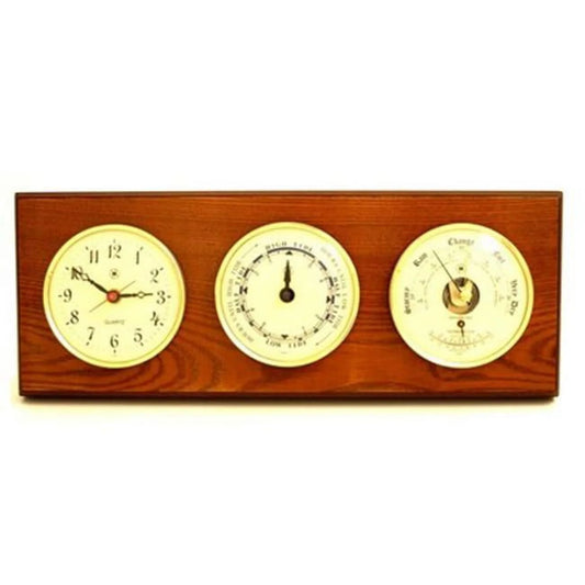 Bey-Berk International Palisade Wall Clock and Weather Station - 6 Inches Wide