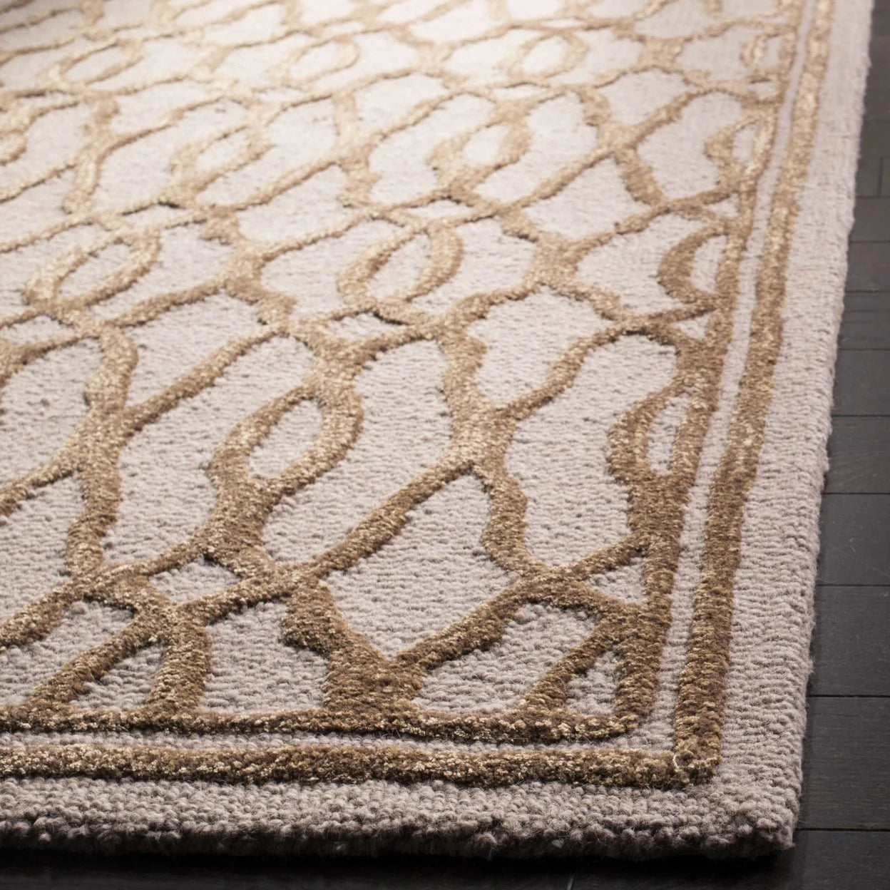 SAFAVIEH Martha Stewart Geometric Overlap Bordered Area Rug, Brown/Bronze, 5' x 8'