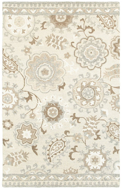 Moretti Deck Area Rug 93005 Ivory Petals Bulbs 10' x 13' Rectangle