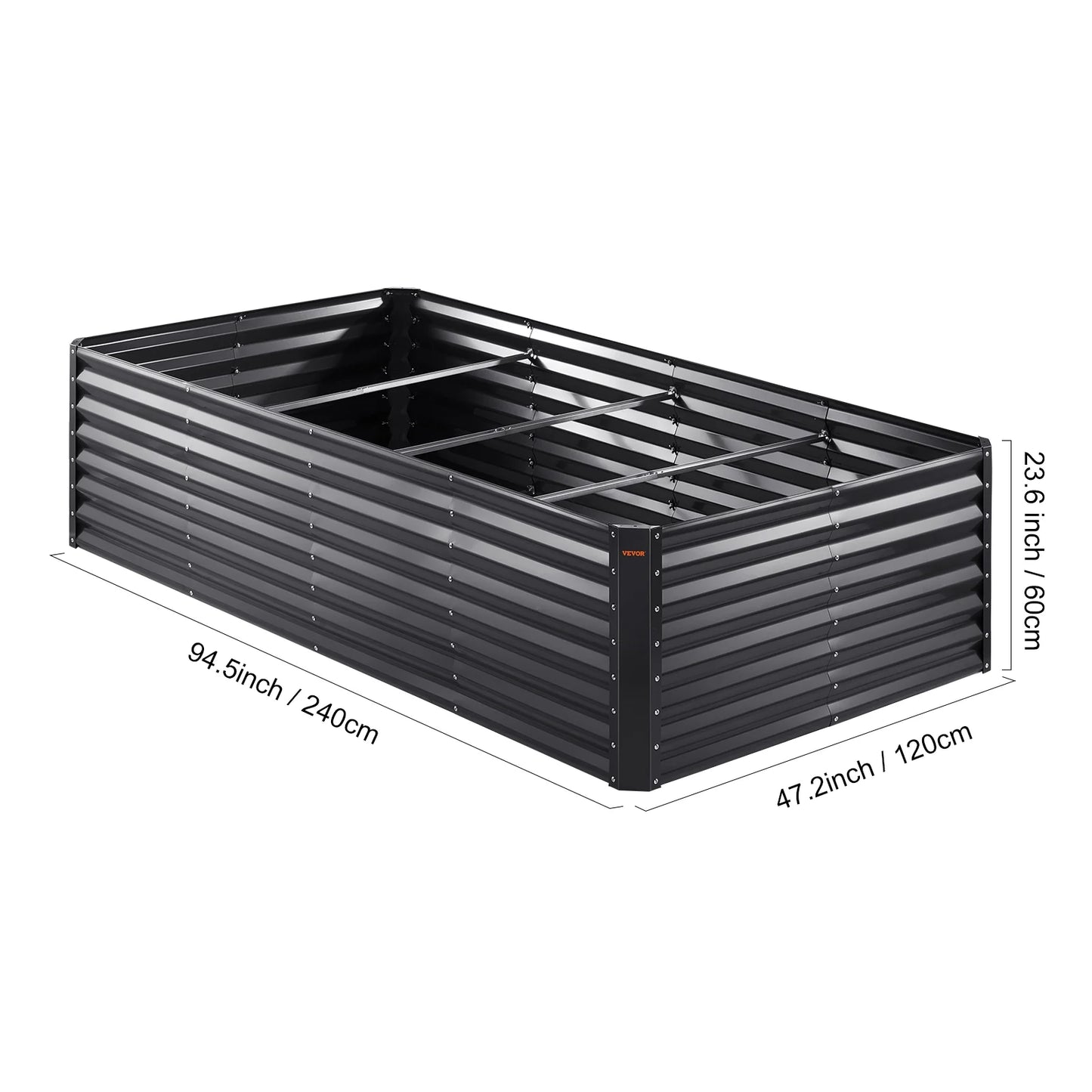 BENTISM Galvanized Raised Garden Bed, 8x4x2 FT Large Metal Raised Planter Box Garden Beds Outdoor for Vegetables Flowers and Herbs with Open Bottom and Planting Tools, Dark Grey