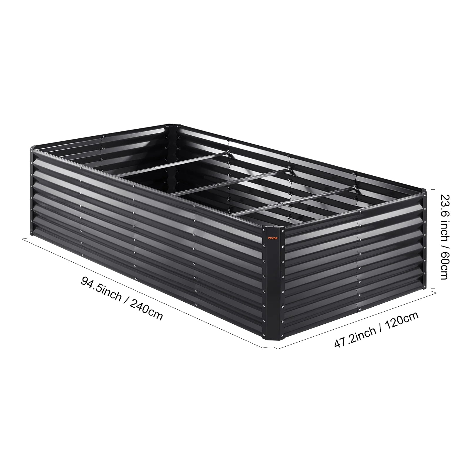 BENTISM Galvanized Raised Garden Bed, 8x4x2 FT Large Metal Raised Planter Box Garden Beds Outdoor for Vegetables Flowers and Herbs with Open Bottom and Planting Tools, Dark Grey
