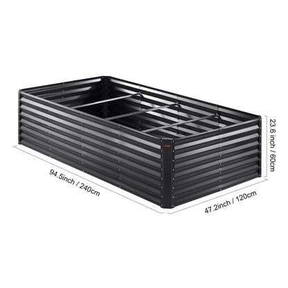 BENTISM Galvanized Raised Garden Bed, 8x4x2 FT Large Metal Raised Planter Box Garden Beds Outdoor for Vegetables Flowers and Herbs with Open Bottom and Planting Tools, Dark Grey