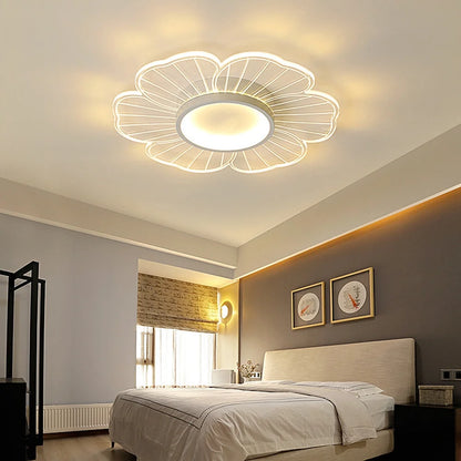 Modern LED Flush Mount Ceiling Light Fixture with Remote Control, Flower Shape Ceiling Light Dimmable LED Close to Ceiling Ligh, Elegant Home Ceiling Lamp for Bedroom Livingroom Dining Rooms