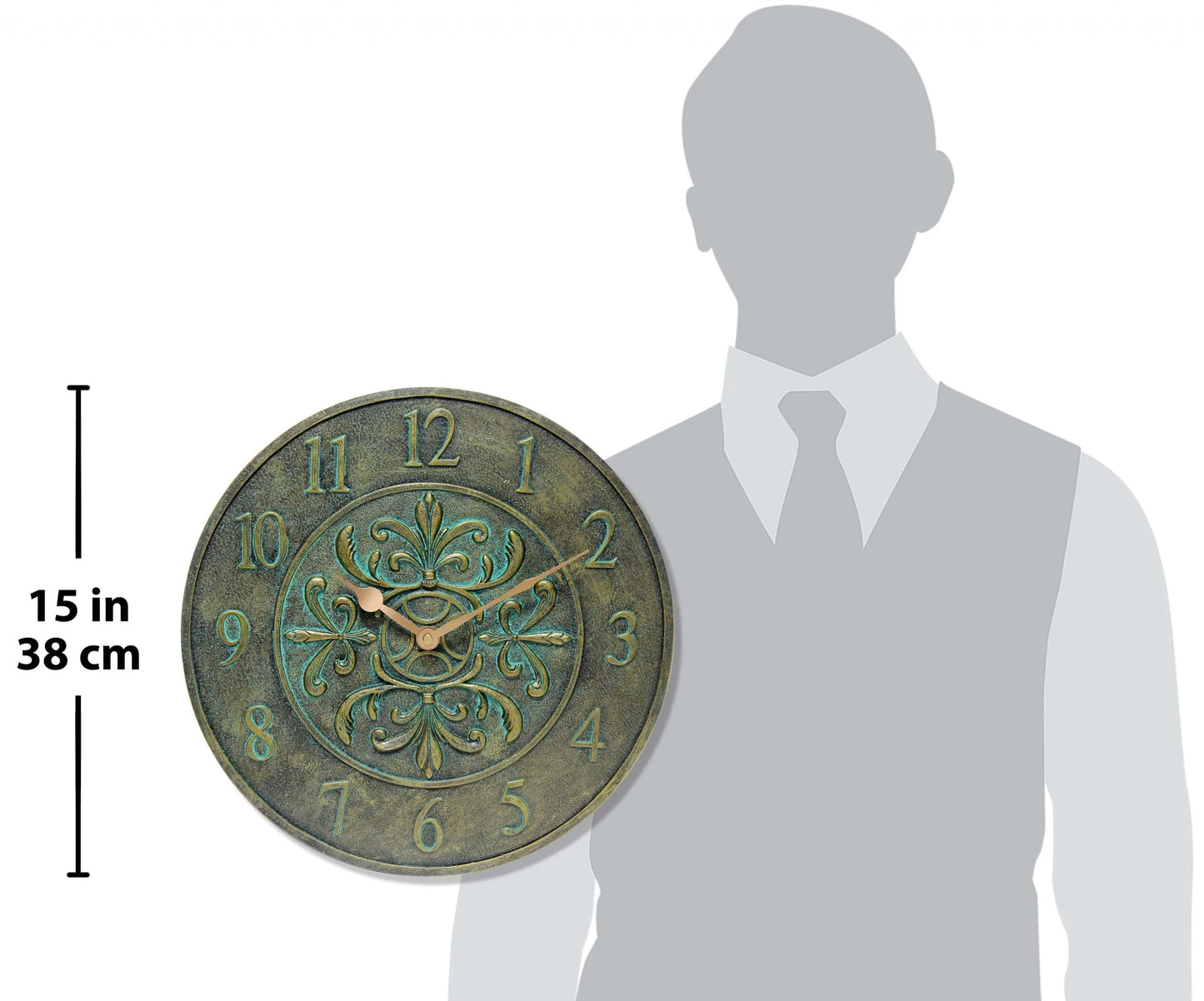 Infinity Instruments Blanc Fleur Aged Bronze Outdoor 15-inch Analog Wall Clock