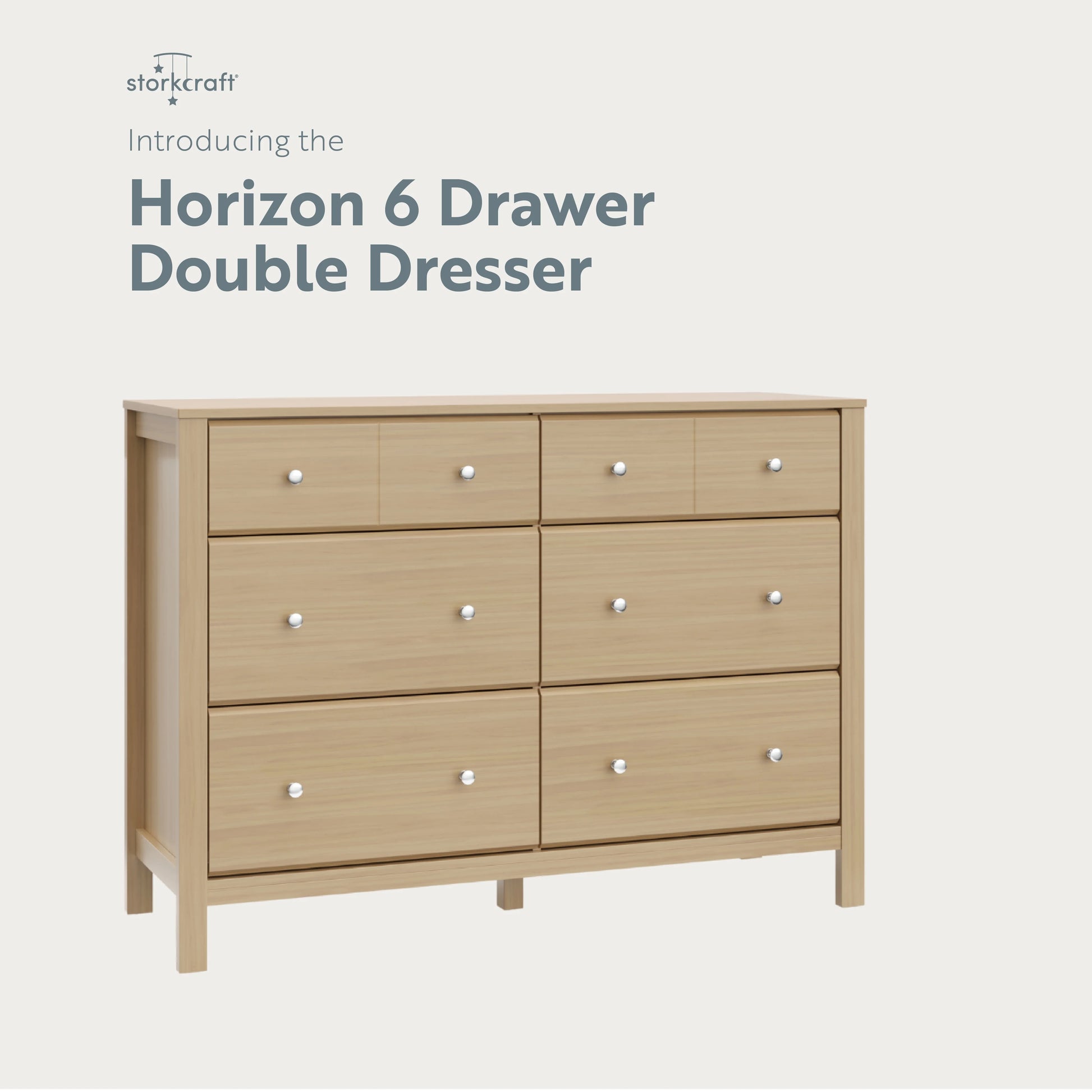 Storkcraft Horizon 6 Drawer Nursery Double Dresser, Driftwood