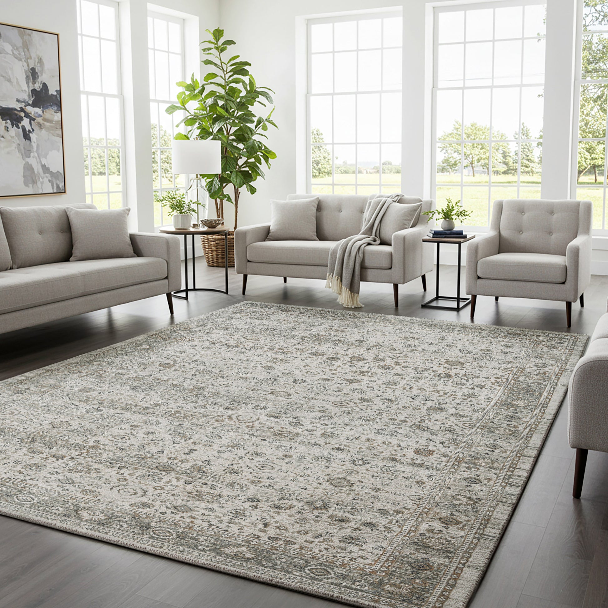 Divina Area Rug, Leona Gray, 8’8”x13’