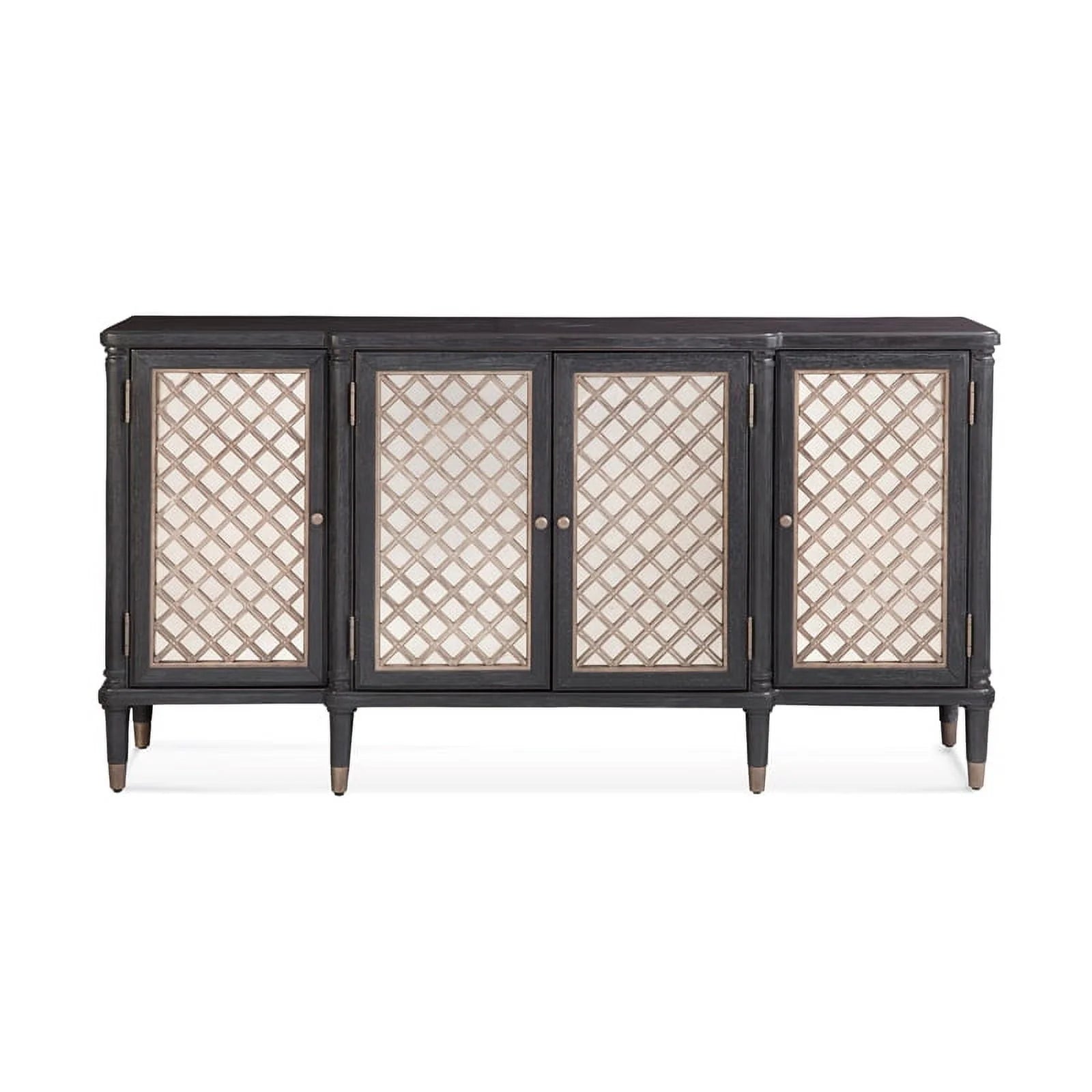 Bassett Mirror Groveland 6-Shelf Wood Server with Metal Accents in Black