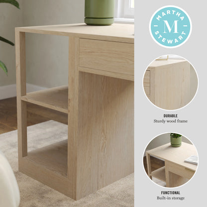 Martha Stewart Home Office Modular 2 Tier Bookshelf in Light Natural