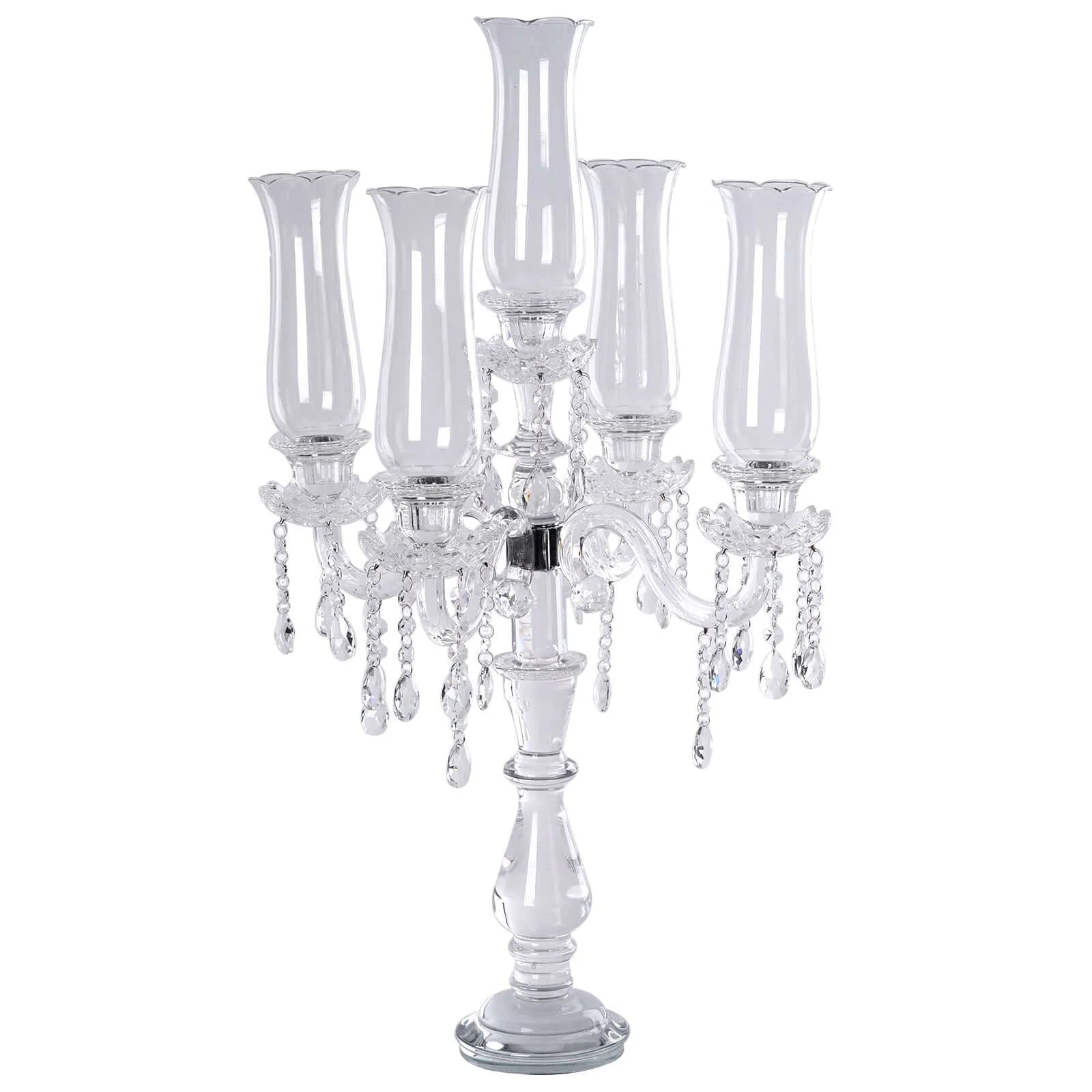 Efavormart 32" Tall 5 Arm PREMIUM Hurricane Taper Crystal Glass Candle Holder Candle Holder Wedding Centerpiece