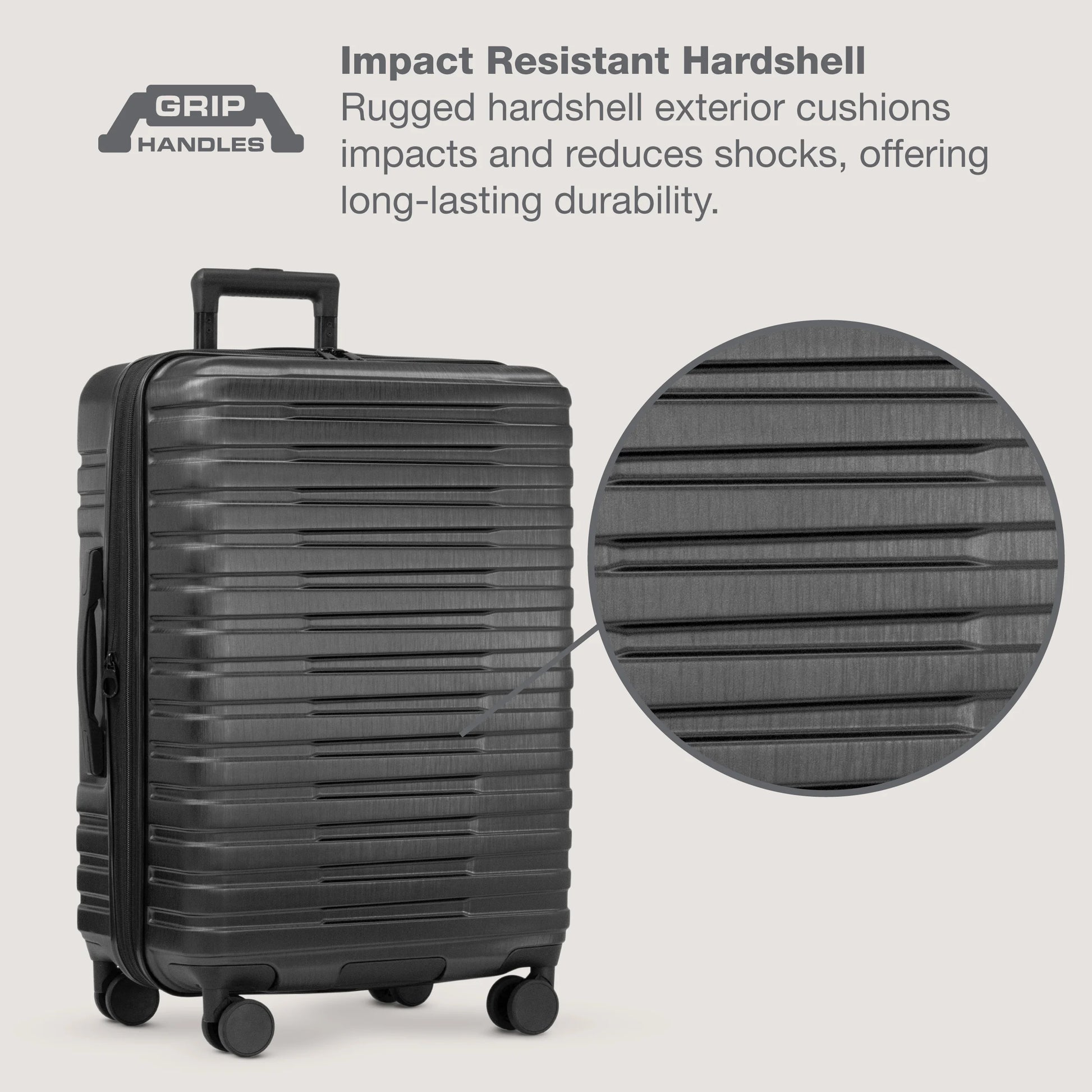 U.S. Traveler Boren Hardside Rugged Spinner Luggage, Black, 26" Checked Medium