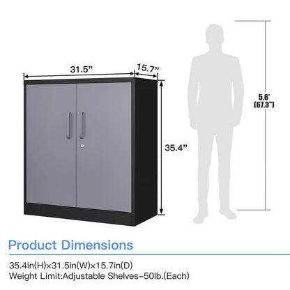Fesbos Metal Storage Cabinet, Base Cabinets 2 Door, Steel Storage Cabinets with Locking Doors and Shelves for Garage, Kithen, Home Office and Classroom