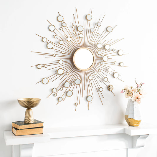 Safavieh Ariah 41 in. Radiant Lines Sunburst Round Mirror, Gold