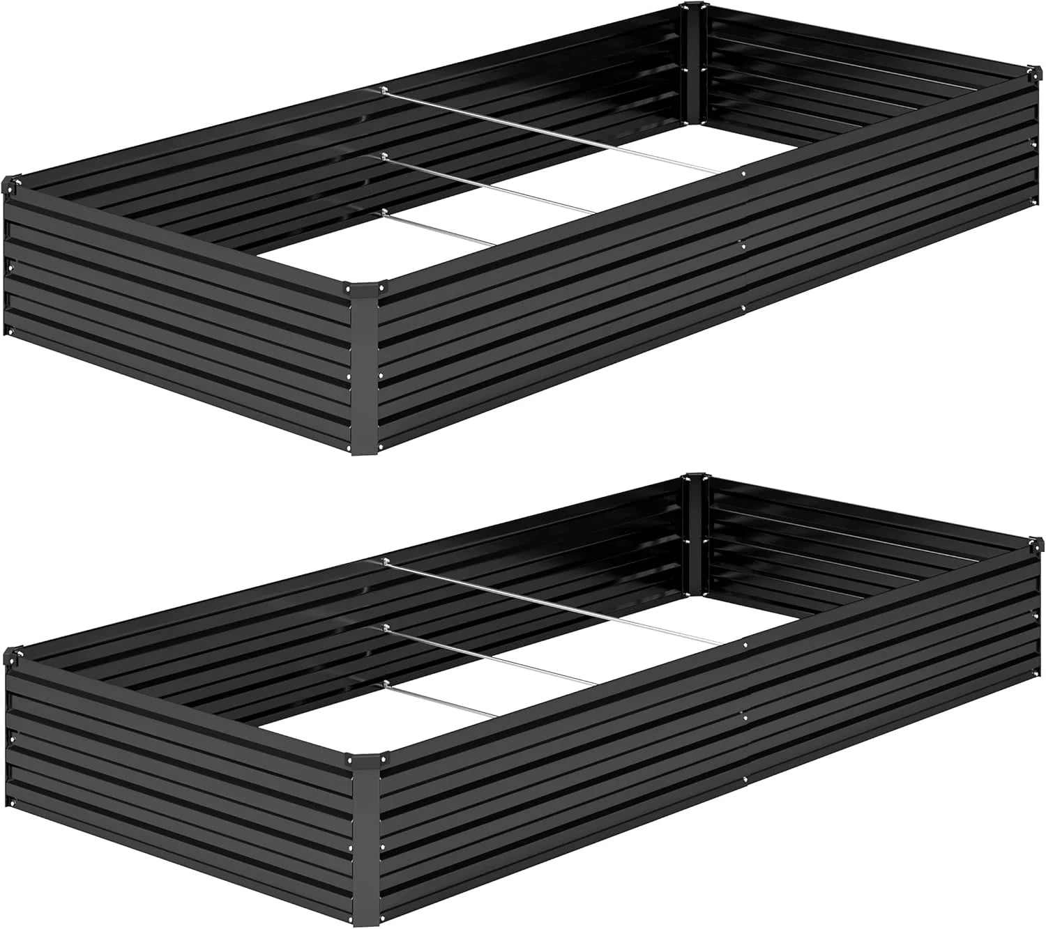 2PCS 12x4x1FT Galvanized Raised Garden Bed Kit,Vegetable Boxes-Rectangle Metal Flower Box,Large Planter Raised Beds Outdoor Garden for Planting,Fruit,Herb-Black