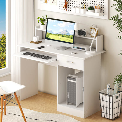Ktaxon Computer Desk Home Office Workstation Laptop Table Drawer Shelf Furniture White