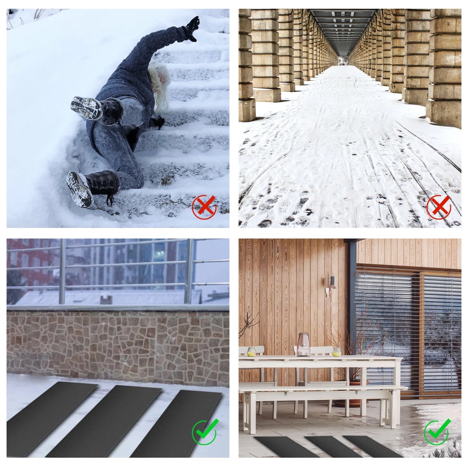 MOPHOTO Heated Snow Melting Mats, Electric Snow Melting Mats, Heated Outdoor Mats for Winter Walkways and Decks, No-Slip Snow and Ice Melt Heated Sidewalk Mat, Connectable w/Power Cord (20" x 60")