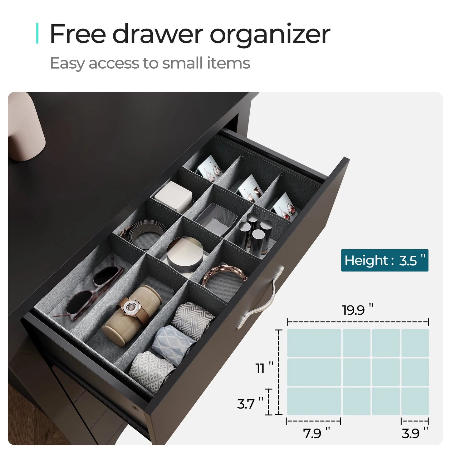 LINSY HOME Dressers for Bedroom, 4 Drawers Chest, Nursery Dresser Organizer, Tall Dresser Chest of Drawers - Black