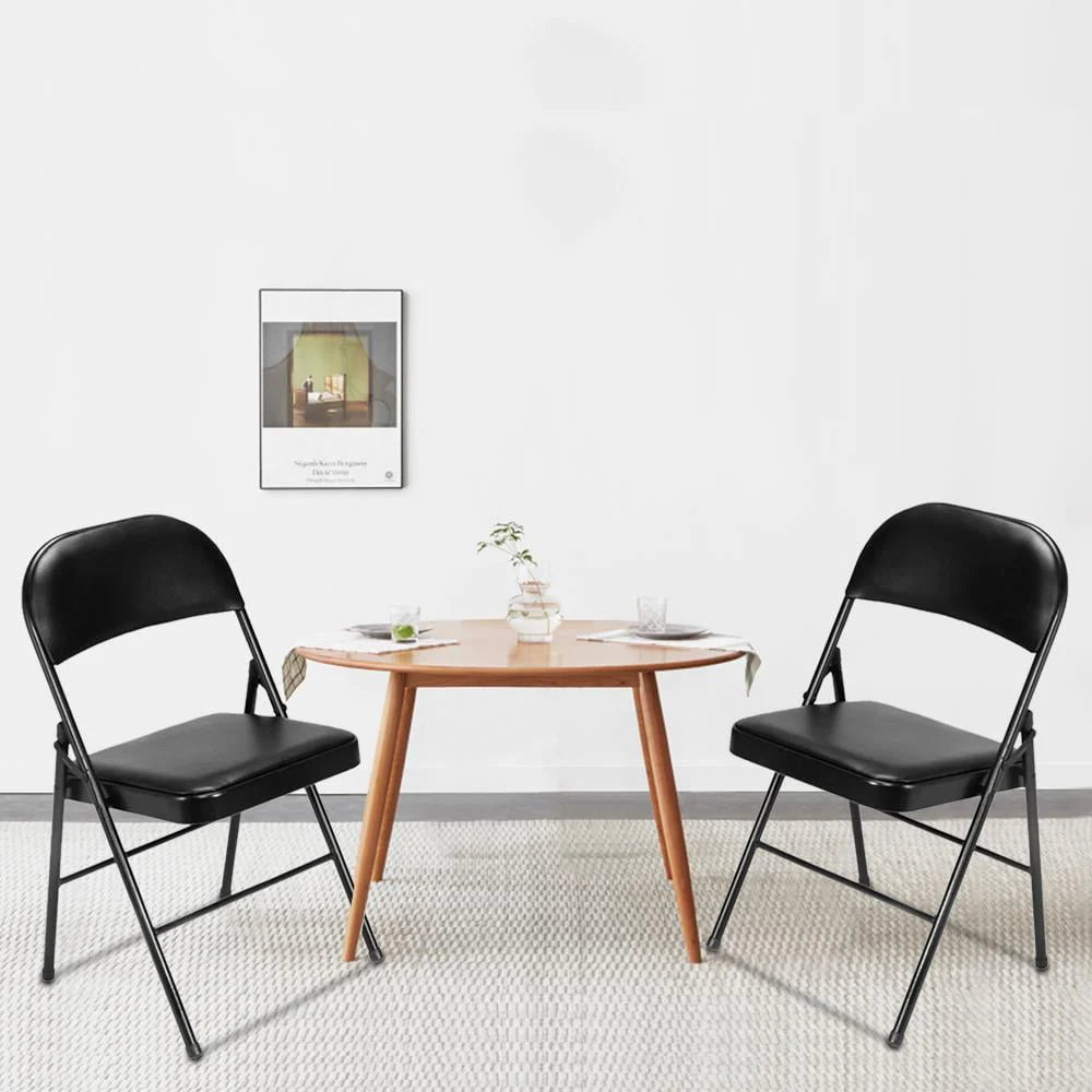 UBesGoo 6 Pack Folding Chairs Cushioned Padded Seat Wedding Chairs with Metal Frame Home Office Party Use Black