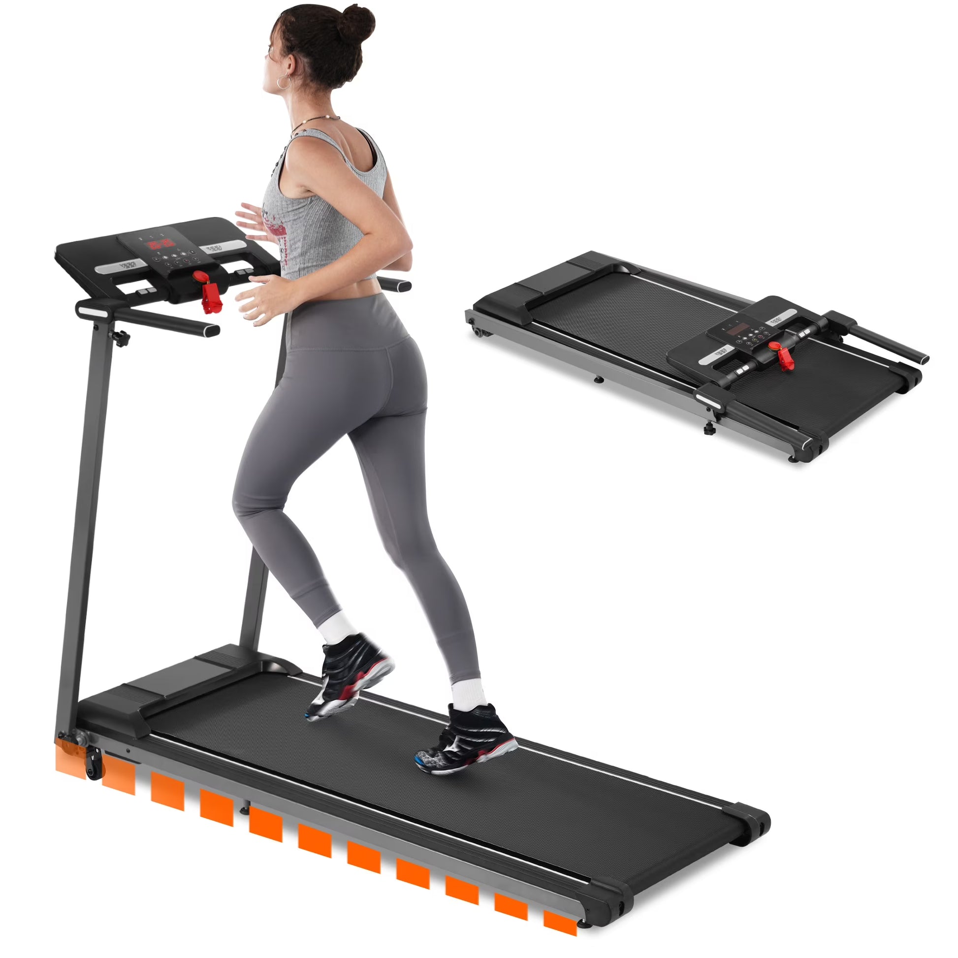 EUROCO 2.5HP Folding Treadmill with 7.5mph Speed, 265LBS Walking Exercise Treadmill with LED Display, 3-Level Incline and 12 Preset Program for Home Office