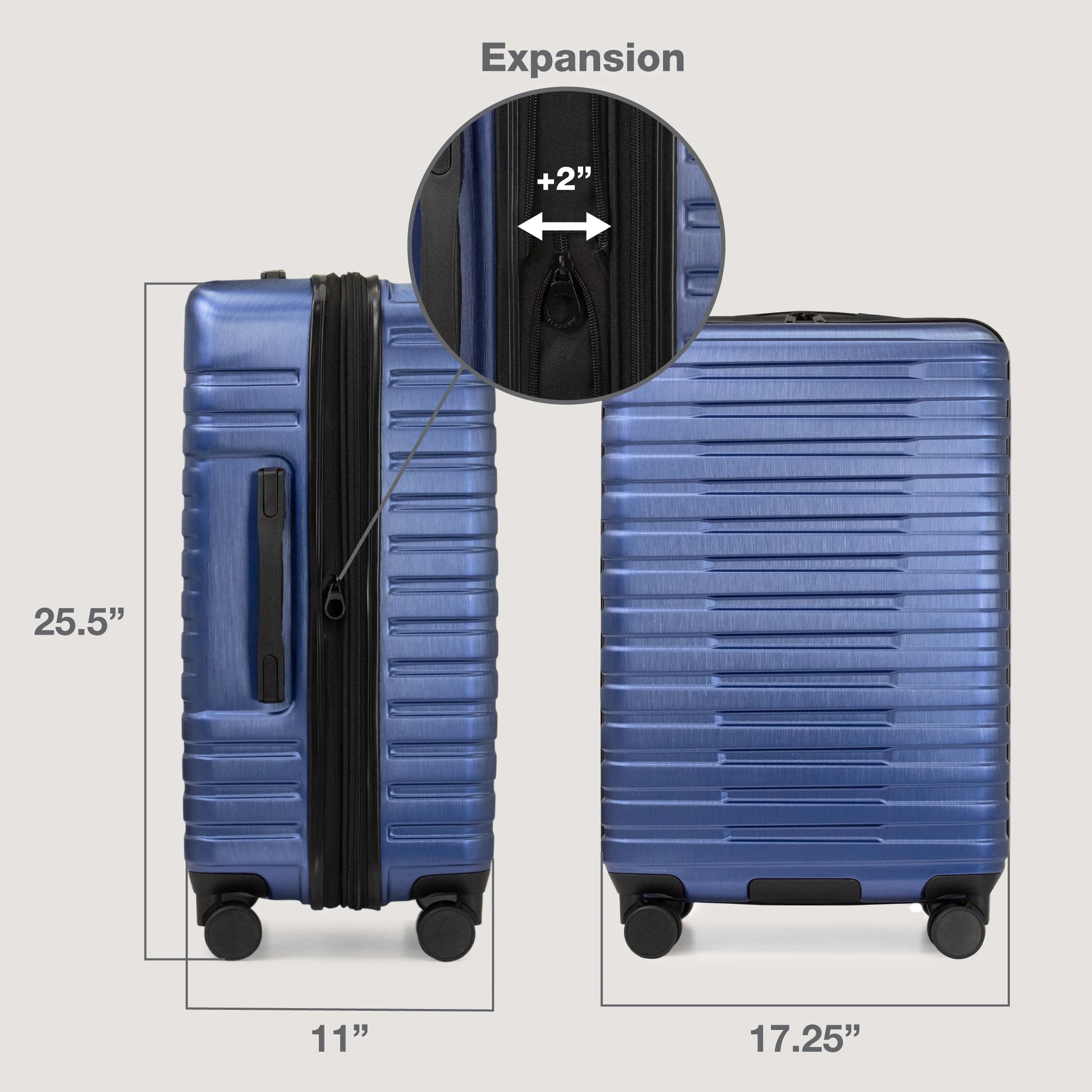 U.S. Traveler Boren Hardside Rugged Spinner Luggage Set w/USB Port, Navy, 3-Piece (22/26/30)