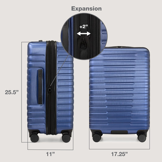 U.S. Traveler Boren Hardside Rugged Spinner Luggage Set w/USB Port, Navy, 3-Piece (22/26/30)