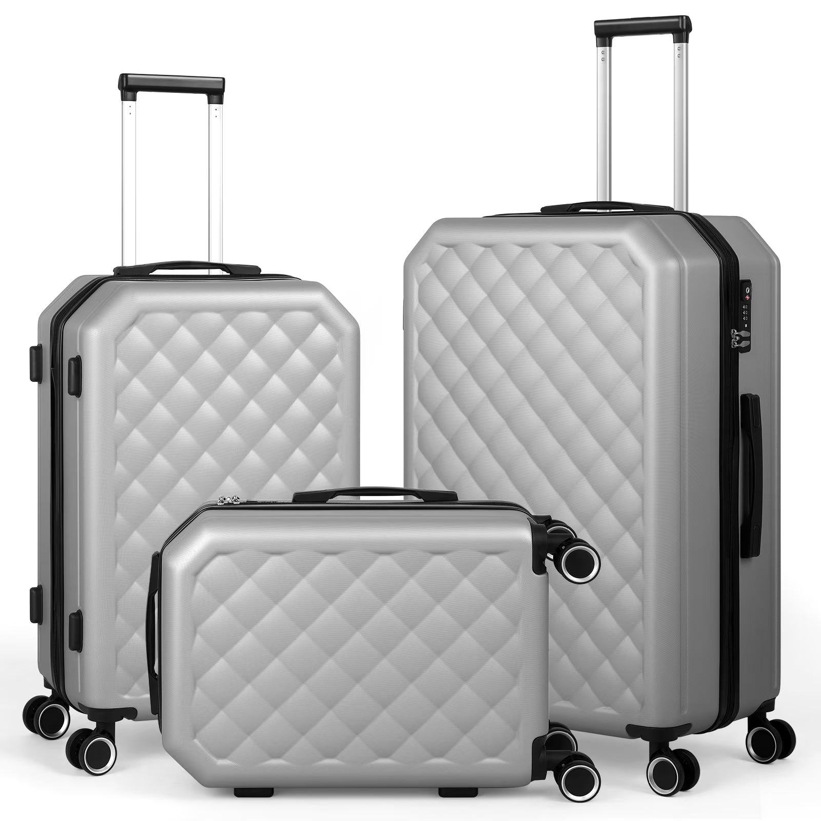 Luggage 3-Pieces Set ABS Durable Suitcase Beige 20"24"28"