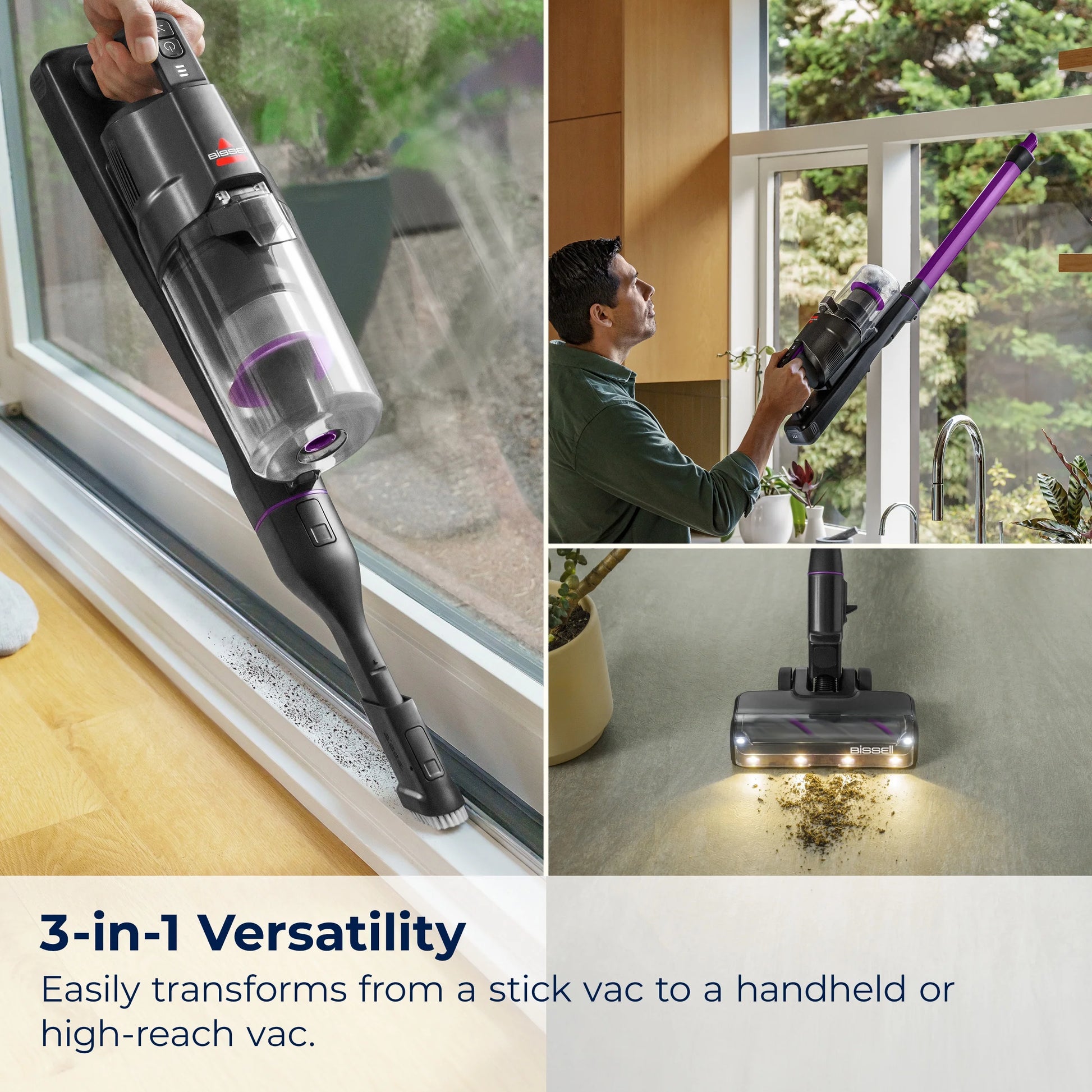 BISSELL PowerClean FurFinder 200W Self-Standing Cordless Stick Vacuum, Carpet, Area Rugs, Hard Floor, Upholstery, Strong Suction, Removeable Battery, LED Headlights, Up to 40 minute run time, 4031
