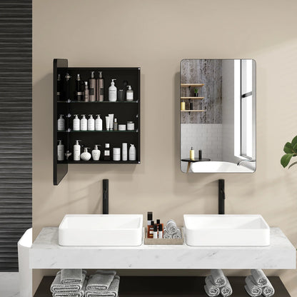 Gymax 20 x30 Inch Bathroom Mirror Cabinet w/Aluminum Frame Adjustable Shelves