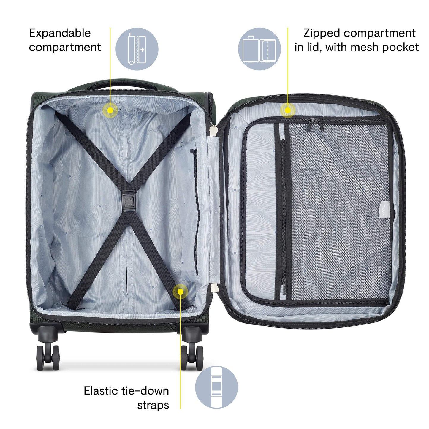 DELSEY PARIS Sky Max 2.0 21" Softside Spinner Carry-On Luggage, Green