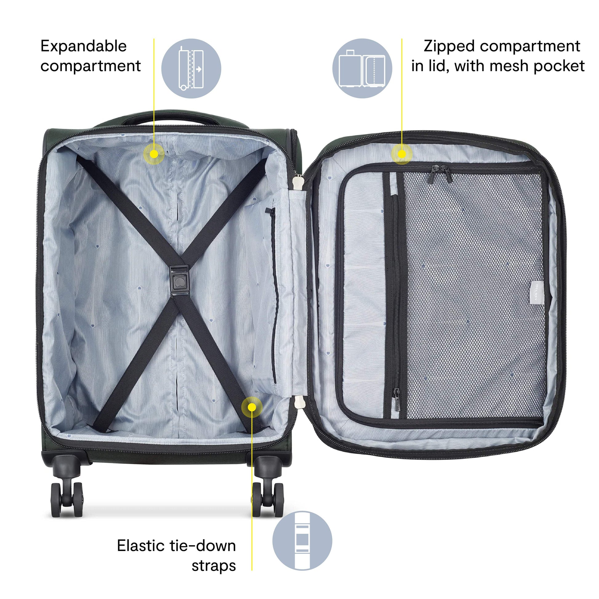 DELSEY PARIS Sky Max 2.0 21" Softside Spinner Carry-On Luggage, Green