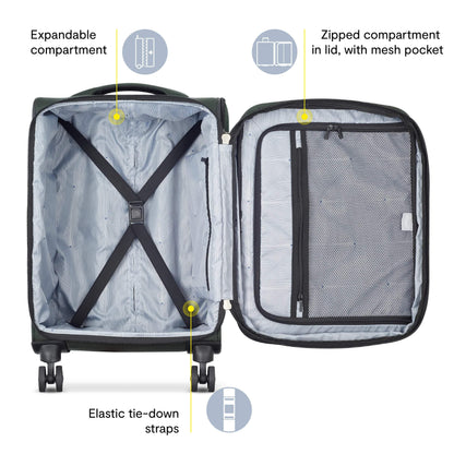 DELSEY PARIS Sky Max 2.0 21" Softside Spinner Carry-On Luggage, Green