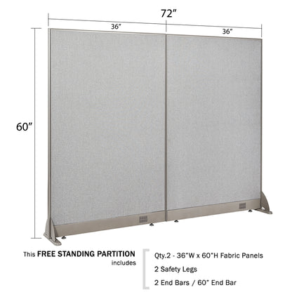 GOF Freestanding Office Partition-Straight Run w/Safety Legs (72"W x 60"H) Room Divider, Privacy Screen, Workstation Cubicle