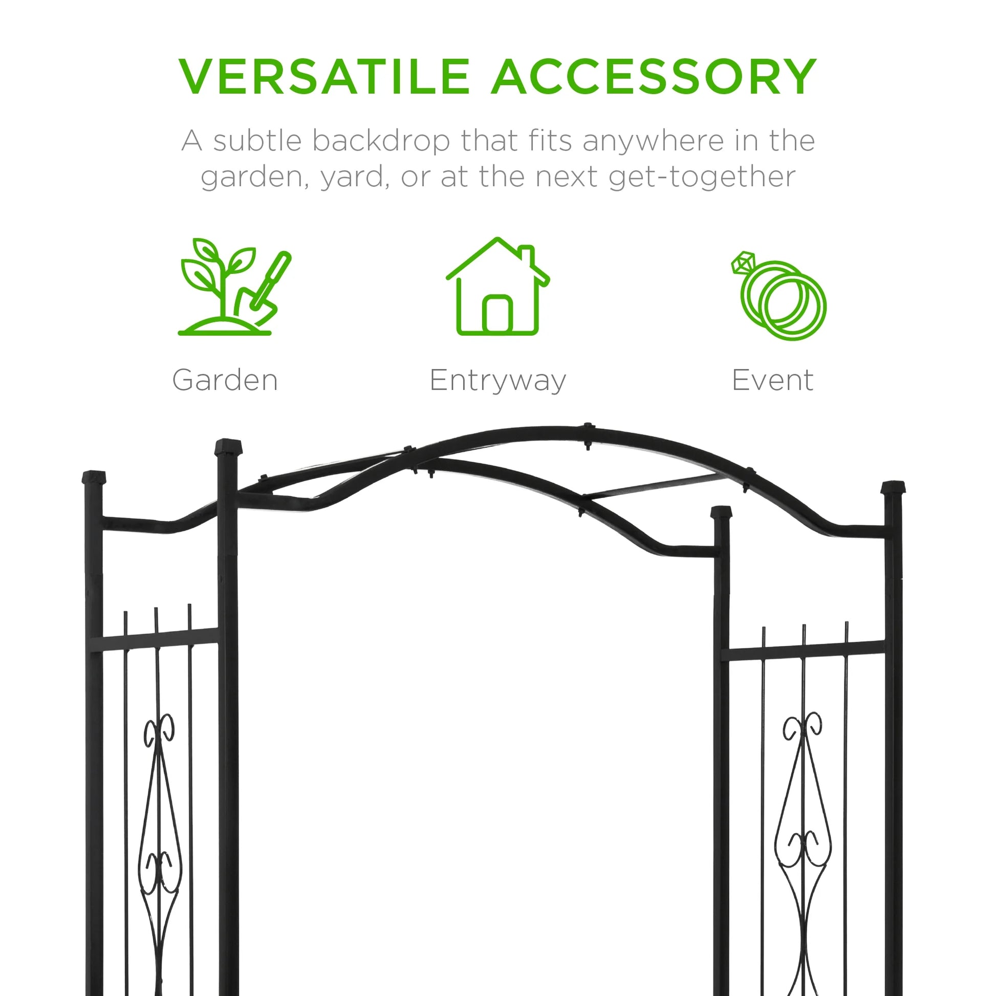 Best Choice Products 92in Steel Garden Arch Arbor Outdoor Trellis for Garden, Climbing Plants w/Wire Lattice - Black