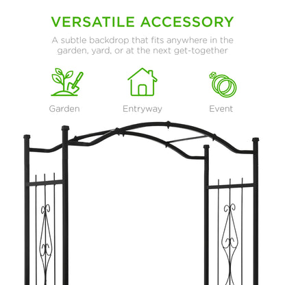 Best Choice Products 92in Steel Garden Arch Arbor Outdoor Trellis for Garden, Climbing Plants w/Wire Lattice - Black