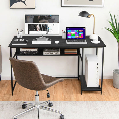 Gymax 55'' Computer Desk Home Office PC Workstation w/Power Outlets & USB Ports Black