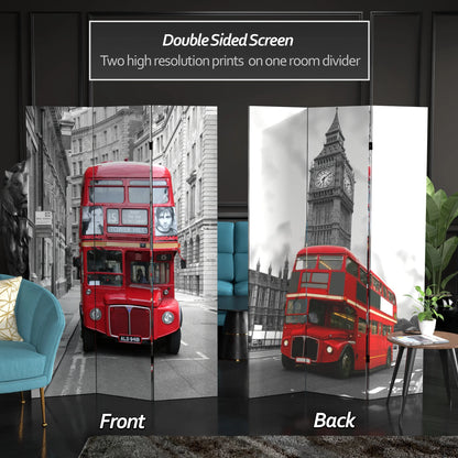 Oriental Furniture 6 Ft Tall Double Decker Bus Room Divider, 3 panel
