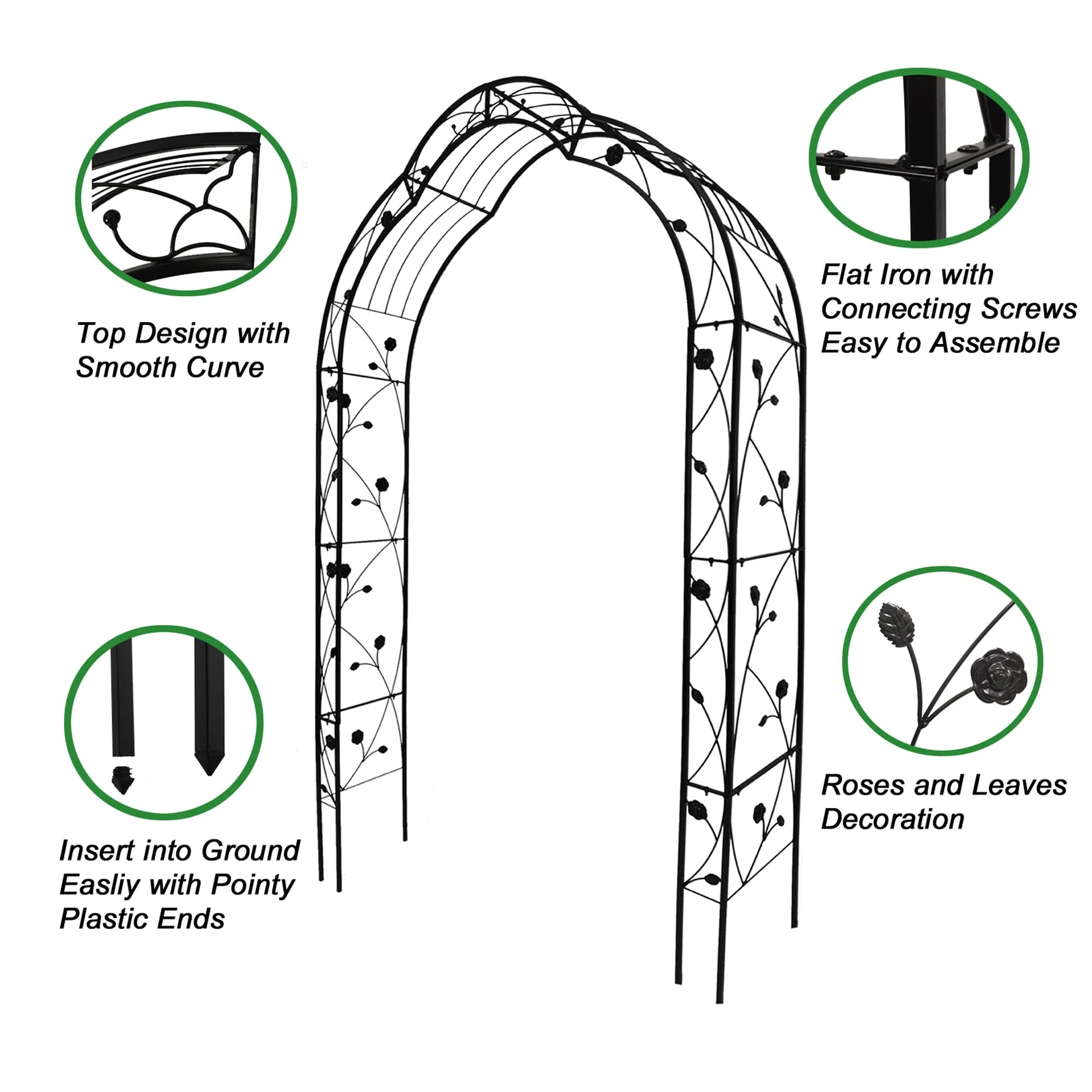 Aukfa Metal Garden Arch, Garden Arbor Trellis Climbing Plants Wedding Arch,74.4" x 98.4", White