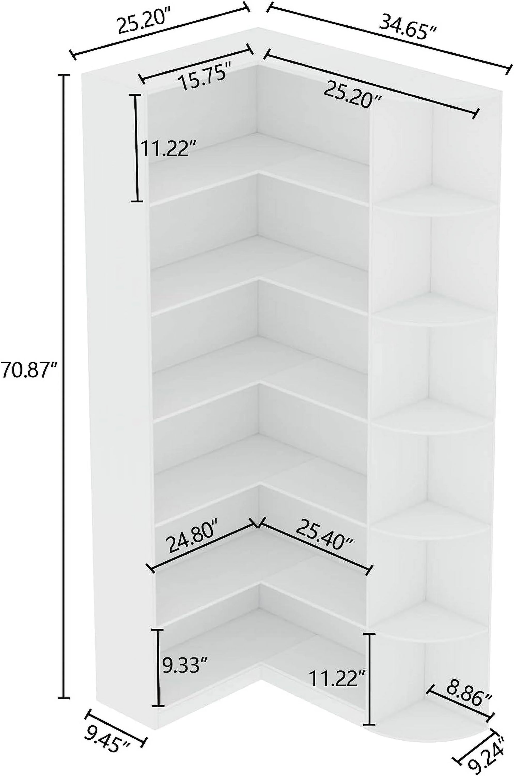 Loomie Bookshelves, 6 Tiers Shelf Large Tall Corner Etagere Bookcase with Full Baffle, L-Shaped Modern Storage Display Industrial Book Shelf for Bedroom, Home Office, Living Room & Kitchen