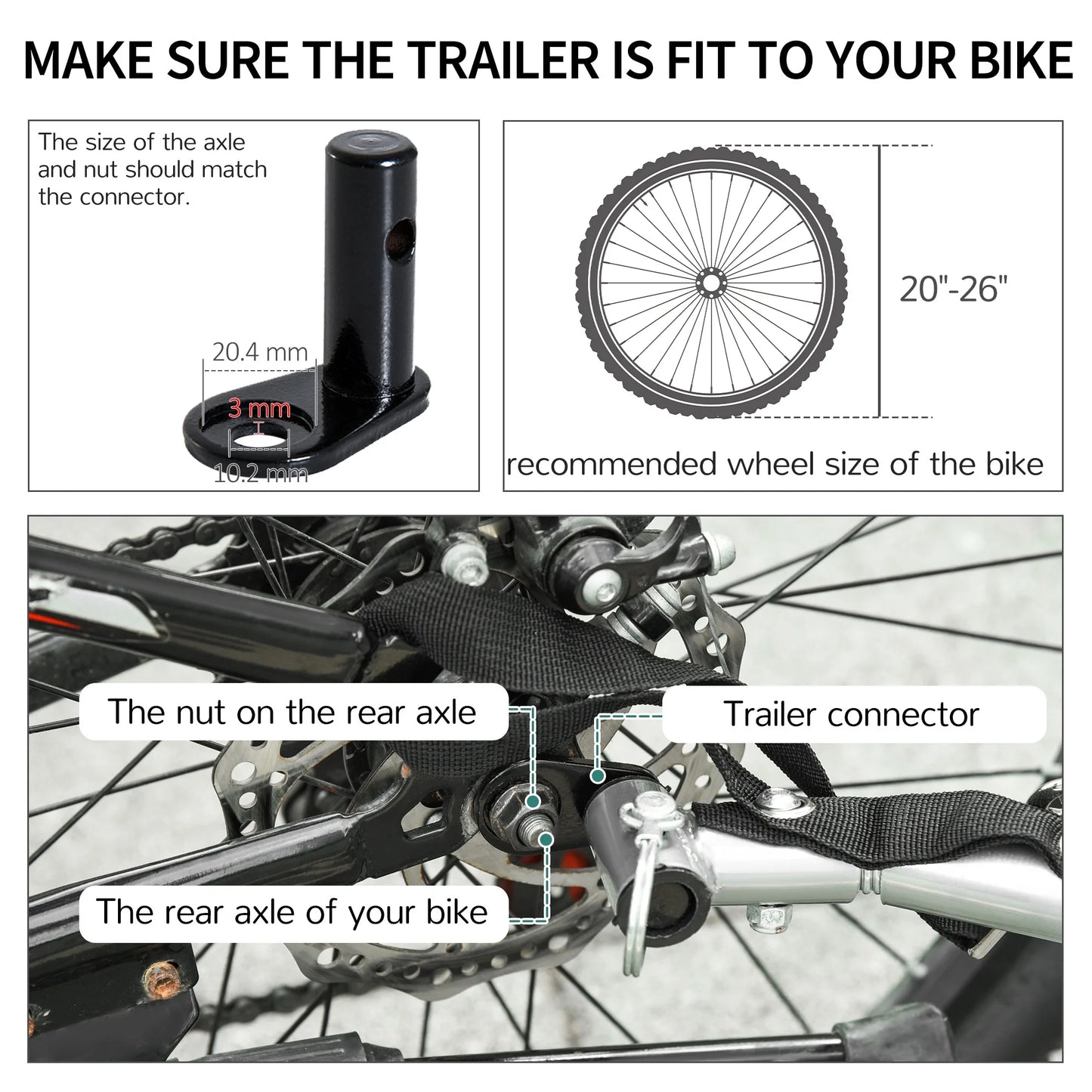 Aosom Bicycle Cargo Trailer, Two-Wheel Bike Luggage Wagon Bicycle Trailer with Removable Cover, Yellow