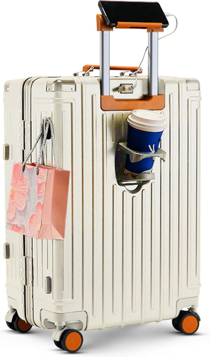 20 Inch Carry on Luggage Carry-on with Cup Holder & USB Port, Hardside Smart Luggage with Airline Approved TSA Lock, Lightweight carryon luggage 22 x 14 x 9 airline approved 360° Spinner Double Wheels