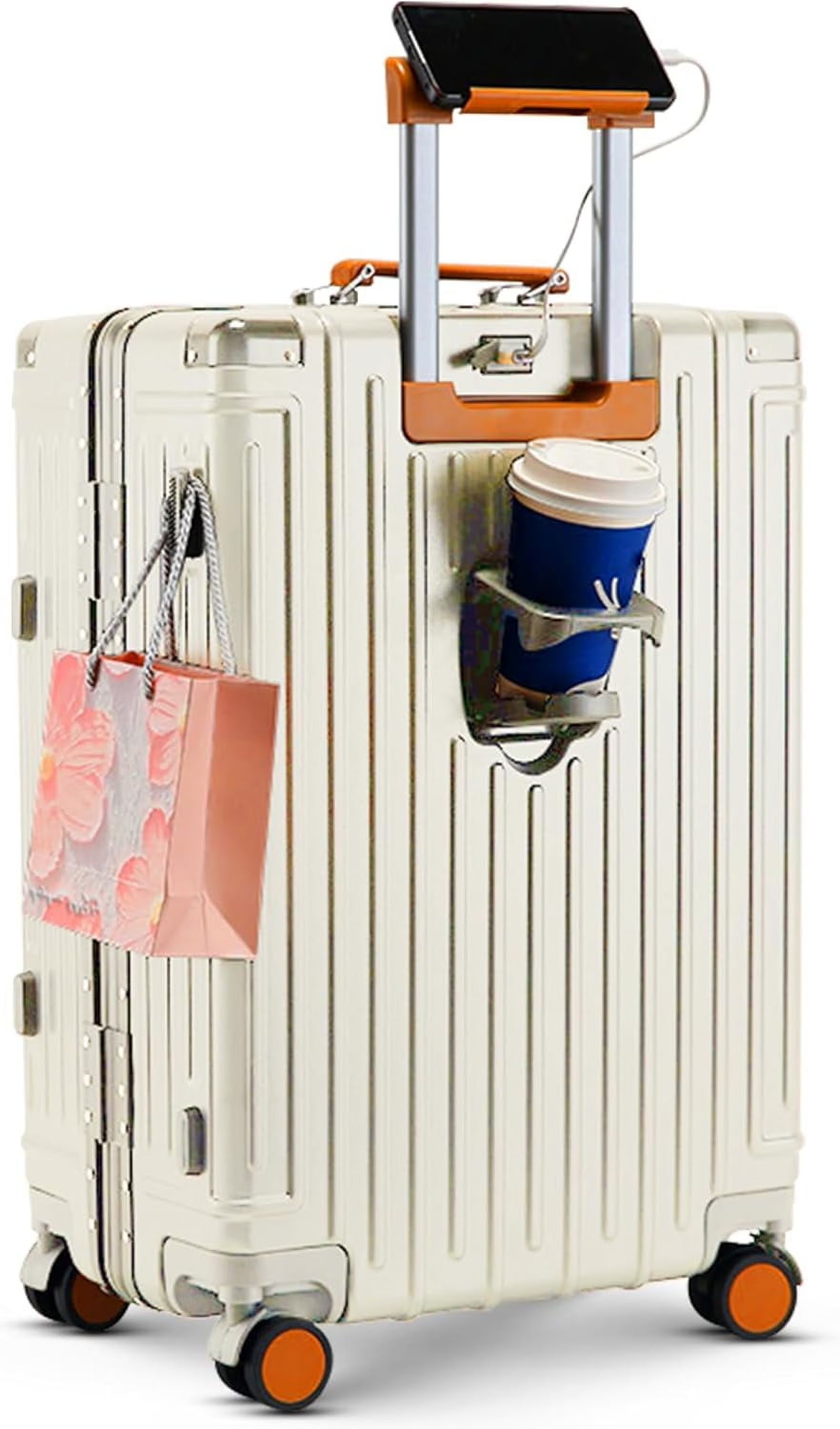20 Inch Carry on Luggage Carry-on with Cup Holder & USB Port, Luggage with Airline Approved TSA Lock, Softside Lightweight carry on luggage 22 x 14 x 9 airline approved 360° Spinner Double Wheels