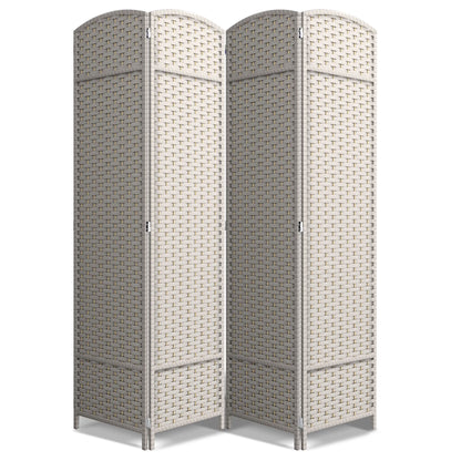Sorbus 4 Panel Room Divider Tall Privacy Partition Screen Extra Wide Double Hinged Mesh Hand-Woven Folding Wall Divider - 6ft