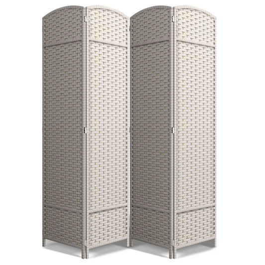 Sorbus 4 Panel Room Divider Tall Privacy Partition Screen Extra Wide Double Hinged Mesh Hand-Woven Folding Wall Divider - 6ft