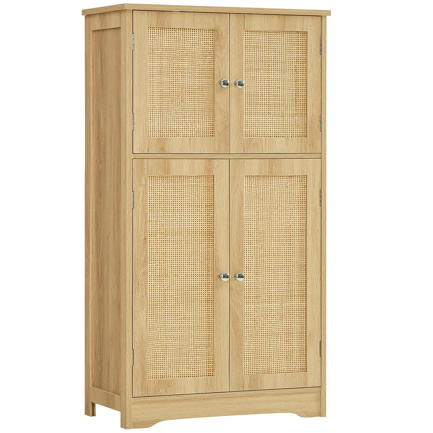 FANGSUM Rattan Cabinet with 4 Doors & Adjustable Shelf, Natural, for Living Room, Home Office