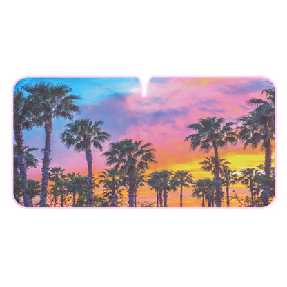 BDK CBAS-3101 Sunset Palm Trees Car Window Windshield Sun Shade Visor 64"x32"