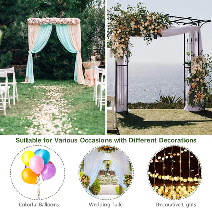 Gymax Outdoor Garden Arch Flowers Climbing Plants Trellis Metal Wedding Archway