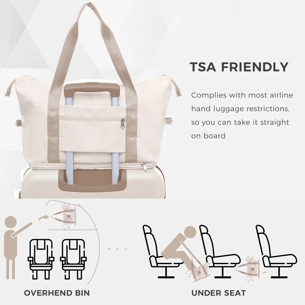 Luggage Sets 4 Piece, ABS Durable Suitcase with Travel Bag, Carry On Luggage Suitcase Set with 360° Spinner Wheels
