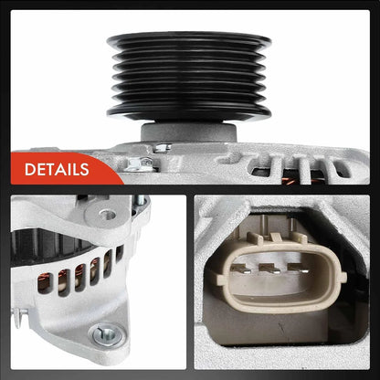 A-Premium Alternator Compatible with Subaru Legacy 2010-2017, Outback 2010-2017, Tribeca 2010-2014, H6 3.6L, 12V 130Amp Clockwise 6-Groove Pulley, Replace# 23700AA620, 23700AA830
